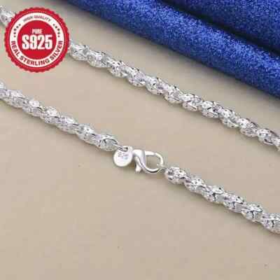 5 mm x 24 Zoll - Echt 925 Sterlingsilber Diamantschliff Kette - Schlangenknochen Glied