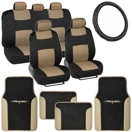 Juego completo de fundas de asiento de coche + alfombrilla de cuero PU + cubierta del volante - Imagen 1 de 54