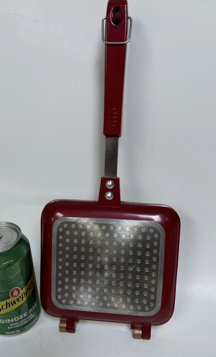 Red Copper Flipwich Non Stick Stovetop or Grill Panini & Sandwich Maker Perfect!