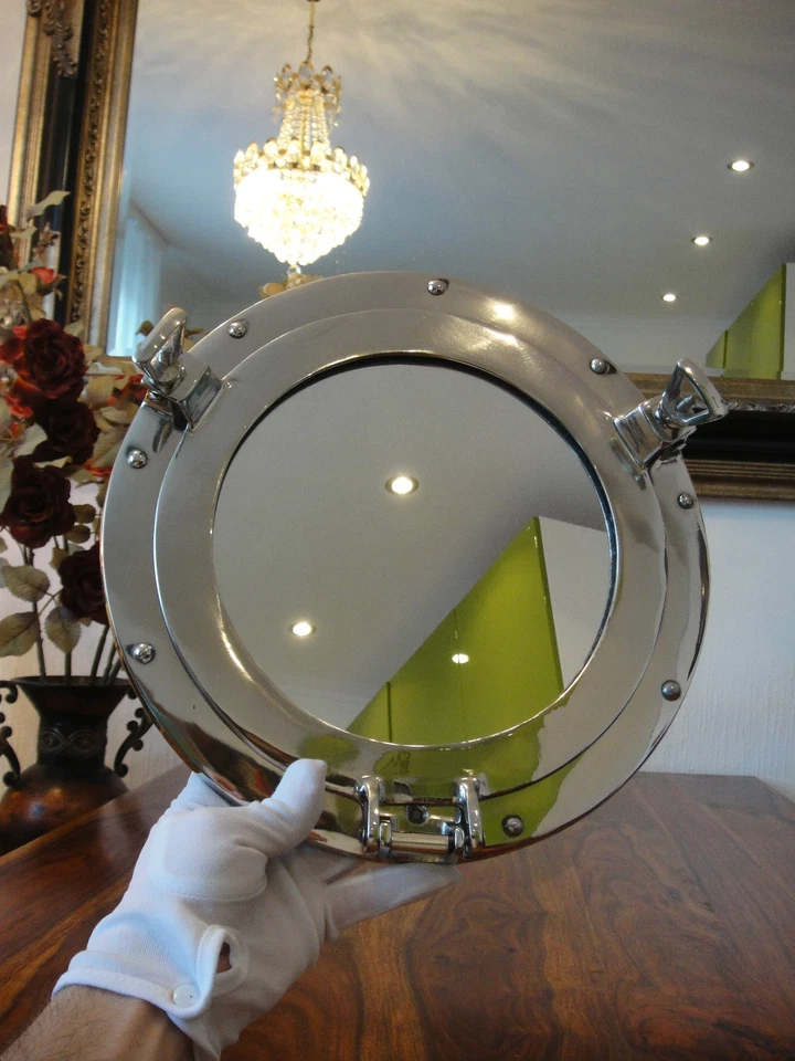 Wandspiegel Bullauge Silber 30 cm Schminkspiegel Schiffsfenster Spiegel Maritim - Bild 3 von 4