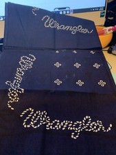 VTG Wrangler Bandana Blue Western Rope Classic Cotton Square Hanky USA Made