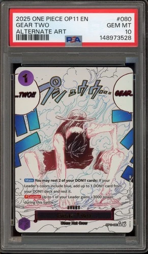 One Piece CCG Gear Two Alternate Art OP11-080 PSA 10 Gem Mint