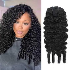 Burmese Curly Clip in Hair Extensions, Natural Black, 14 Inch