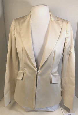 Per Se Women's Ivory Stin Blazer Jacket Open Front Career Evening-Size 4-NWT
