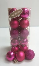 Fuschia Shatterproof Shiny Matte Glittered Christmas Ornaments 1in Set of 20