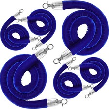 6PCS Blue Velvet Stanchion Rope 5 Ft Crowd Control Ropes Barrier with Silver ...