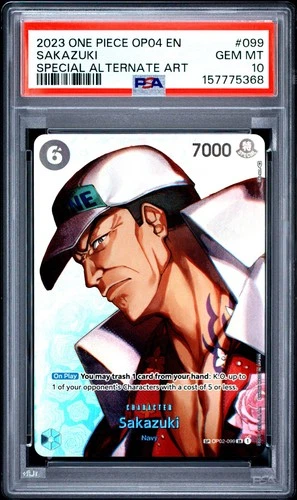 2023 One Piece CCG OP04 Sakazuki OP02-099 SP Special Alt Art PSA 10 Gem Mint