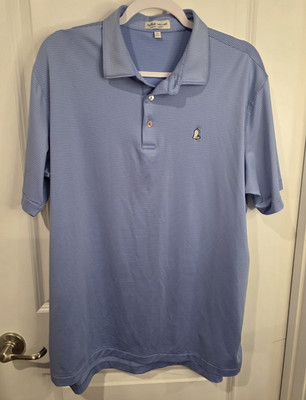 Peter Millar Golf Polo Summer Comfort Shirt Men's Size Large Light Blue