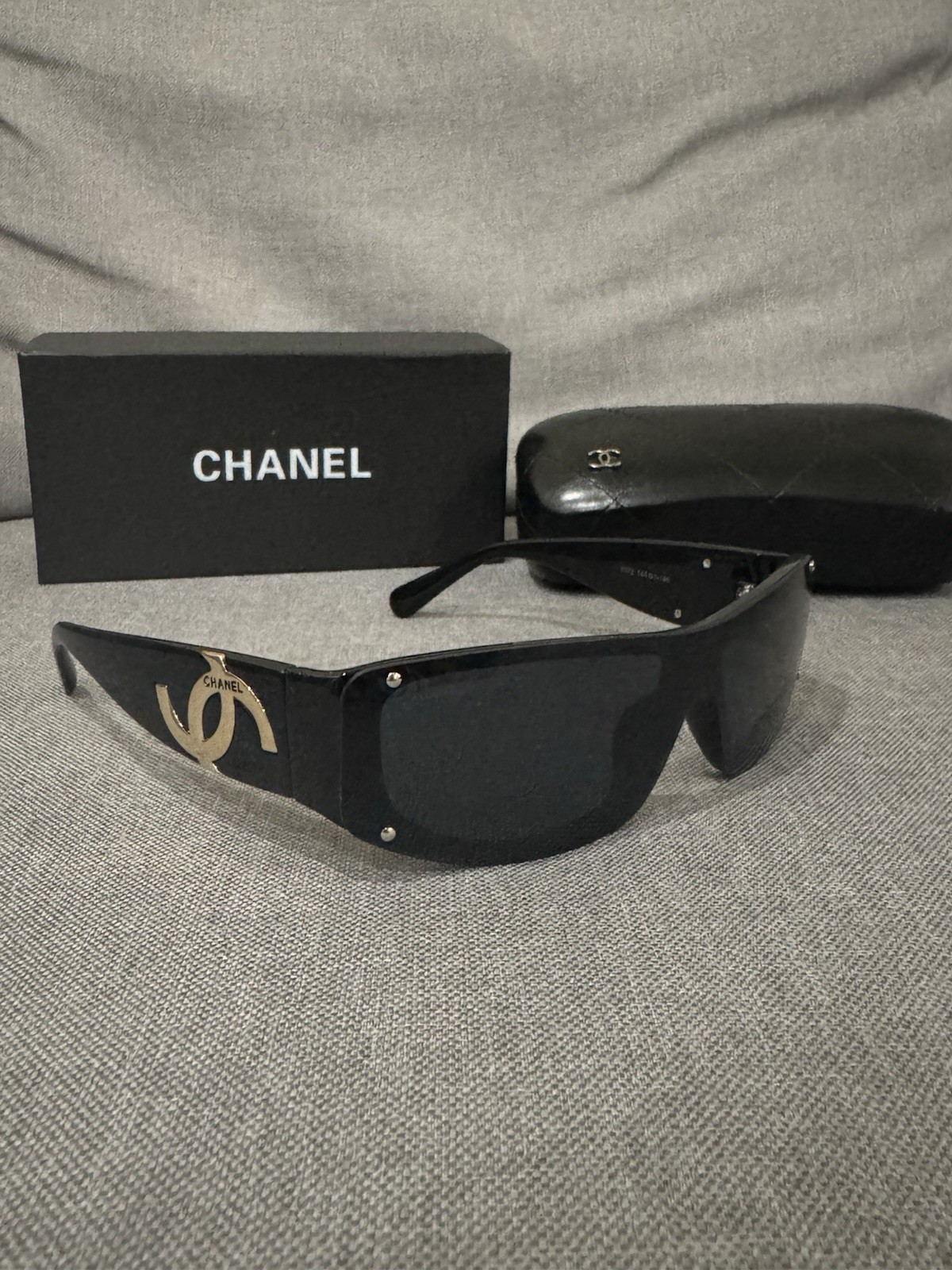 Chanel Vintage Black Frame Sunglasses Includes Box and Case