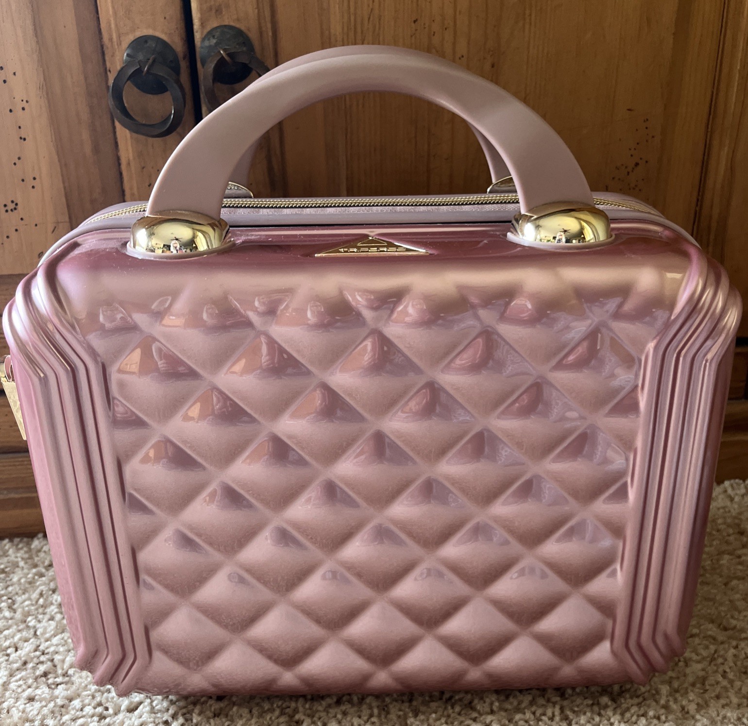 Estuche de Viaje Rígido Trifirce Rosa Rubor Aviñón con Correa/Belleza/Maquillaje