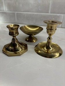 Brass Candle Holders Romantic Wedding Centerpiece Decor Mixed Heights Lot Of 3