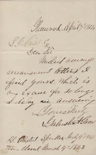 GALUSHA A. GROW - AUTOGRAPH LETTER SIGNED 04/07/1868
