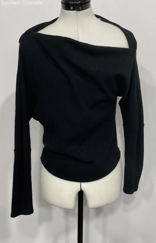 Free People We The People Womens Black Cotton Blend Long Sleeve T-Shirt Size S