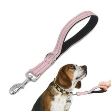 Short Traffic Dog Leash 12-inch Heavy Duty Padded Handle 1 FT Pink