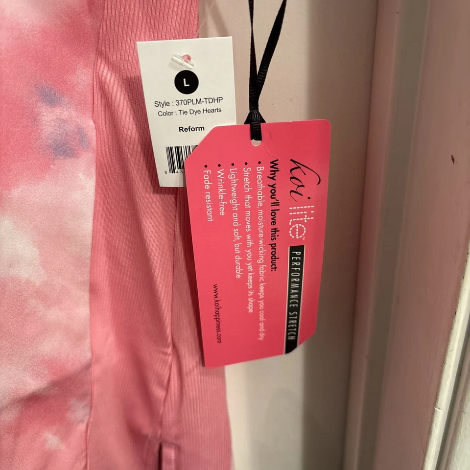 Blusa Médica Koi Lite Para Mujer XL Rosa Reforma Tie Dye Corazones Elastizada Enfermería Foto 3 de 4
