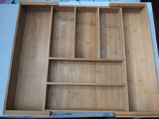 Expandable Bamboo Drawer Organizer Kitchen Utensil Silverware Cutlery Tray