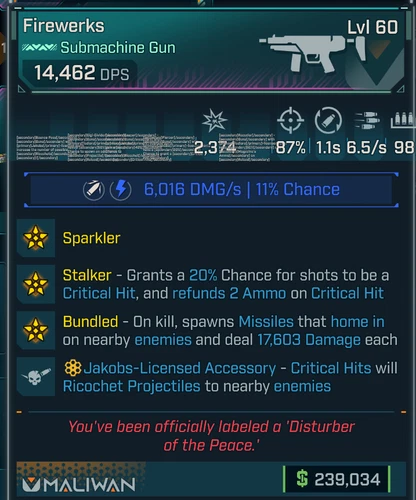 Borderlands 4 • MODDED PEARLESCENT SMG • Firewerks Matador • Lvl 60 • PS PC XBOX