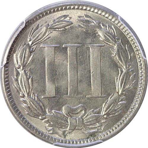 1865 3CN Nickel Three Cent PCGS MS-63 - Picture 3 of 3