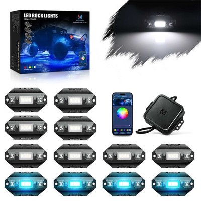MICTUNING C1 12 Pods RGBW LED Rock Lights APP Control Underglow Neon Kit Offroad