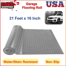 Diamond-Plate Rubber Flooring Roll 21Ft x 16in Garage Floor Mat For Garage Floor