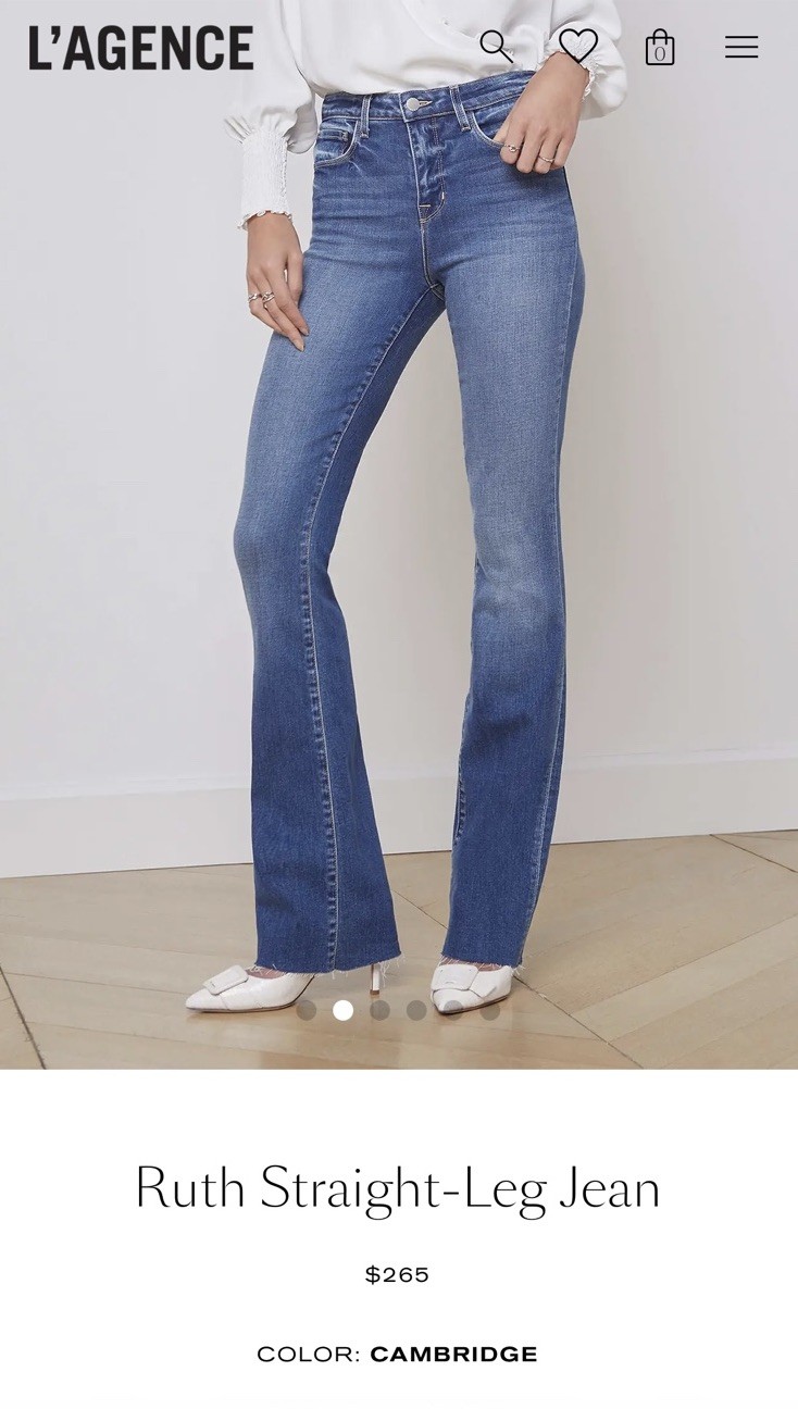 L’Agence NWT Ruth High Rise Straight Leg Jeans Size 29 Medium Wash Denim