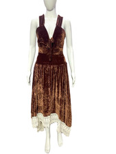 Ulla Johnson Womens Velvet Crochet Floral Embroidery Midi Gown Dress Size XS 0