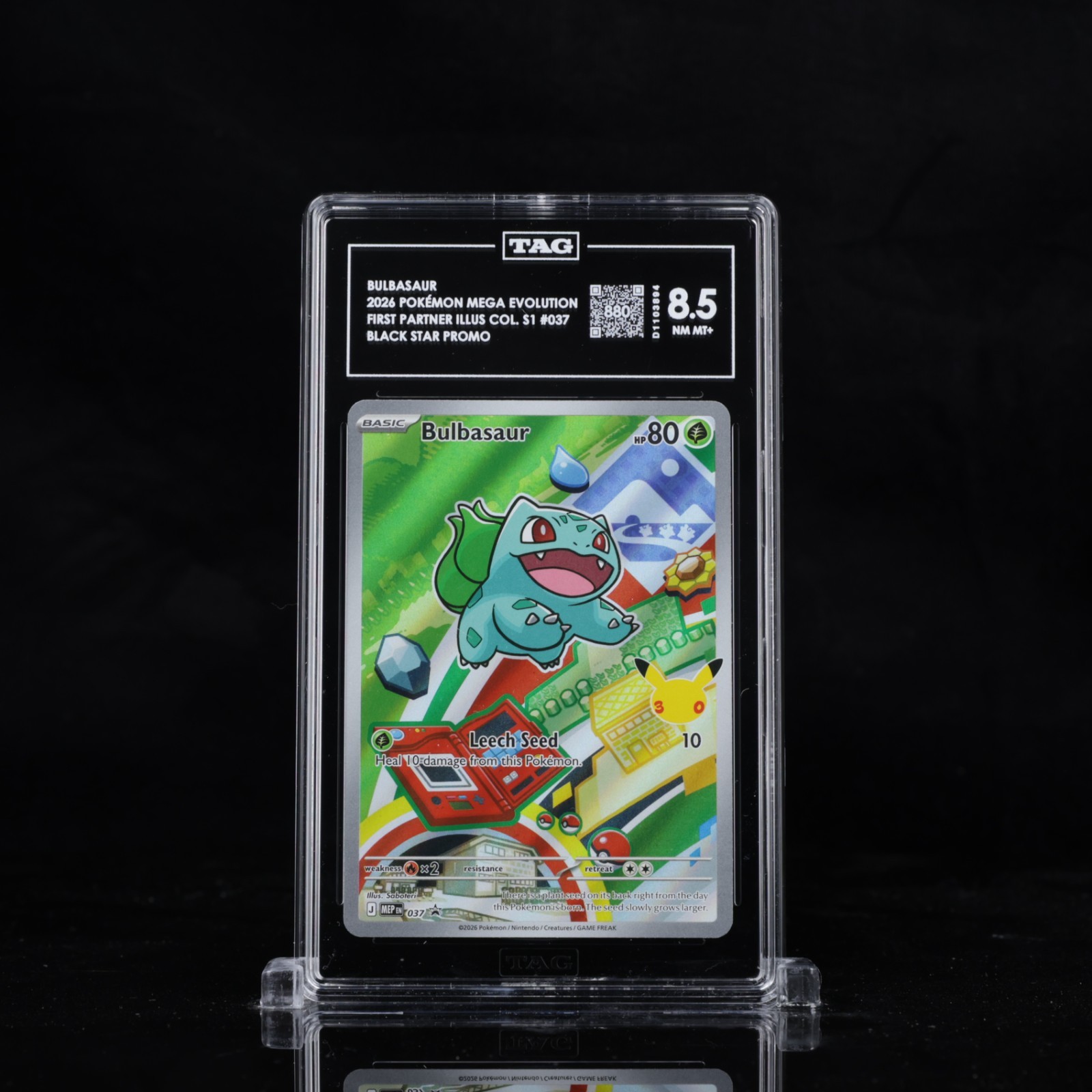2026 Pokemon ME First Partner #037 Bulbasaur Black Star Promo TAG 8.5 (880)