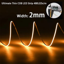 Super Slim 2mm COB LED Strip Light DC12V Lights Strip Ribbon Lamp Tape 480leds/m