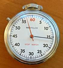 Vintage Westclox Stop Watch Pocket Watch Silver Tone Manual Wind. Works