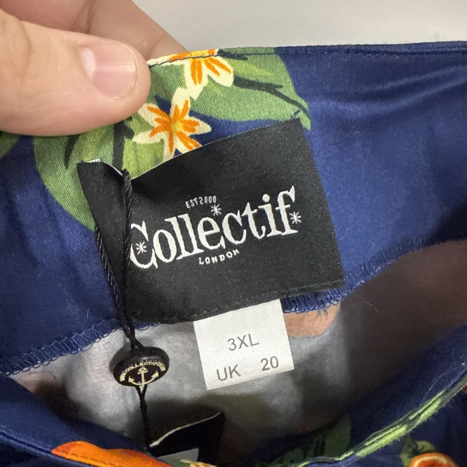 NWT Collectif Womens Rockabilly Pin-Up Dolores Oranges Top In Navy Size XXXL NWT - Image 4 of 4