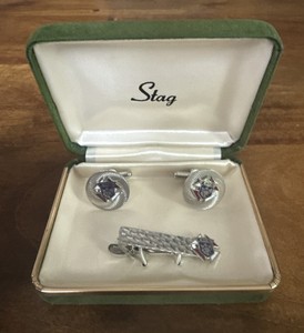 Vintage Stag Knights Of Columbus K Of C Goldtone Cuff Links Tie Clip In Box RARE