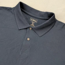 L.L.Bean Polo Shirt Mens XL Navy Blue Trim Fit Pique Cotton Short Sleeve Golf