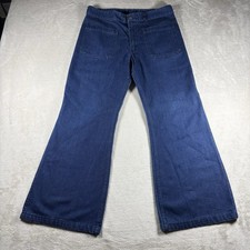 Vintage 70s US NAVY Men s 31 x28 Seafarer Bell Bottom Flare Denim Trousers 1227