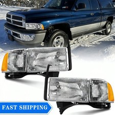 Headlights Set For 1994-2002 Dodge Ram 1500 Ram 2500 Ram 3500 With Corner Light