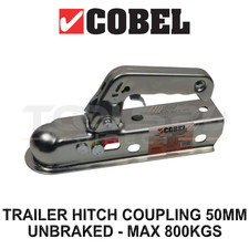 COBEL 50mm Unbraked Trailer Hitch Coupling for 50mm Drawbar Max 800kg 9295