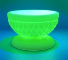 Vintage MCM Fenton Custard Uranium Glass Owl Fairy Lamp Base Only Sticker!