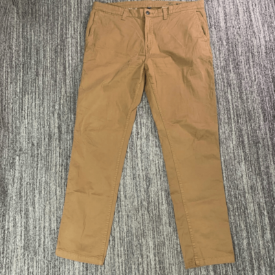 George Mens Slim 38x34 Chino Pants Khaki Brown Pockets Straight Leg Stretch  | eBay