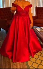 Red satin vintage prom dress size 12