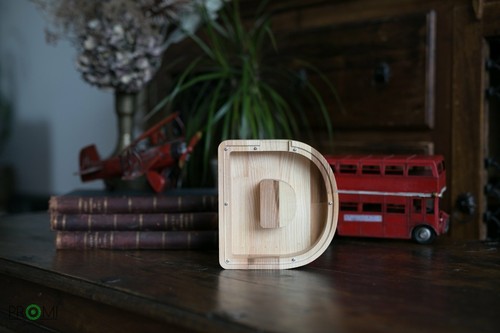 Wood Letter Piggy Bank Handmade Personalized Money Box Wood Coin Saving Medium - Picture 9 of 29