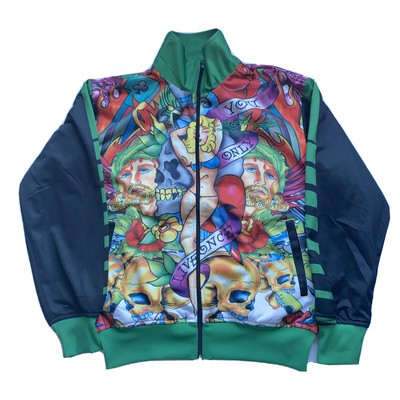 Ed Hardy Christian Audigier Bomber Track Jacket - Jesus - Green Black - Mens L | eBay