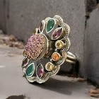 925 NB India Stamped: Nicky Butler Purple Druzy Quartz, Multi Stone-Citrine Ring — photo 1
