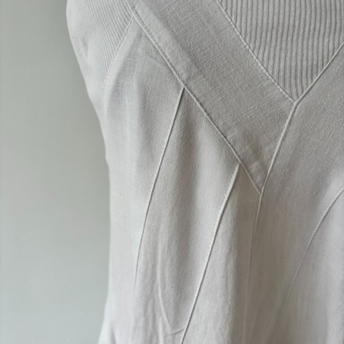 Alice Collins White Cotton & Linen Blend Balloon Dress Holiday Summer Size 12 - Picture 4 of 16