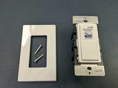 Leviton Z-Wave Plus In-Wall Smart Switch DZ15S White with Trim Plate