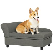 Pet Sofa, Dog Couch, Elevated Pet Bed Hidden Storage, Soft Tufted Cushion