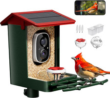 Smart Bird Feeder with Camera Solar Powered, 1080P HD Video, 10,000 Species AI