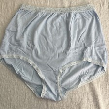 NOS NEW Vintage CAROLE Size 10 Lace Trim Blue Cotton Granny Panties Panty