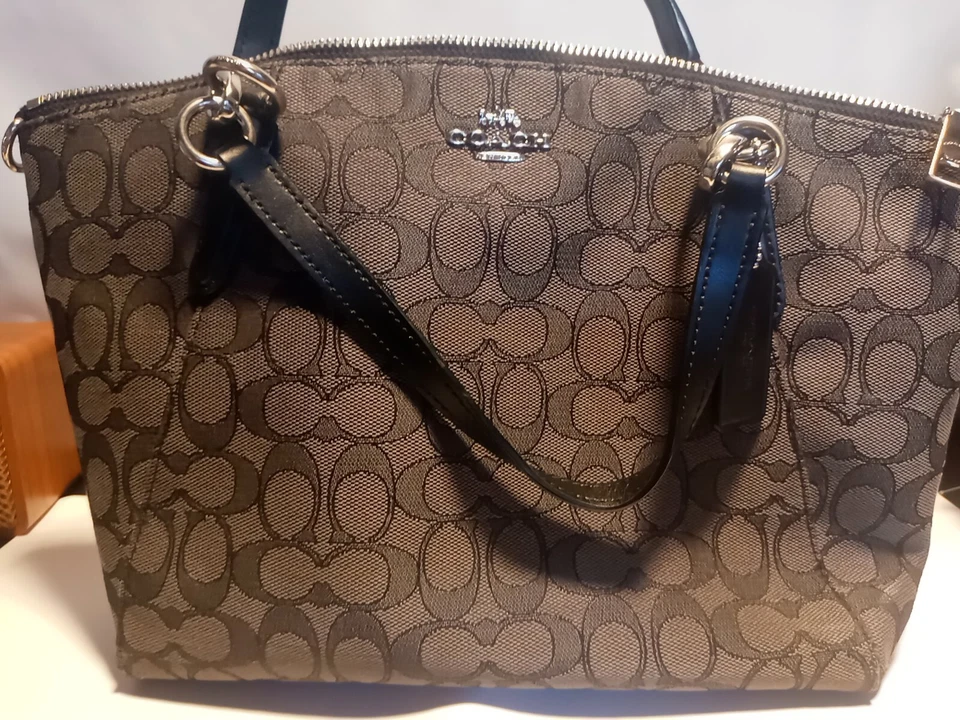 Coach Signature Kelsey F58283 Grey/black Monogram Handbag Crossbody But No Strap - Image 4 of 4