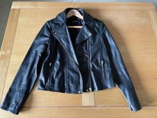 Jaeger Designer Ladies Black Leather Biker Jacket Never Worn Rrp £399