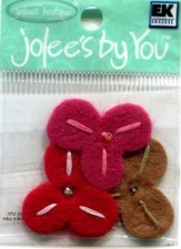 Red Felt Trillium, flower scrapbook 3D embellishment Jolee's by You JJAD008