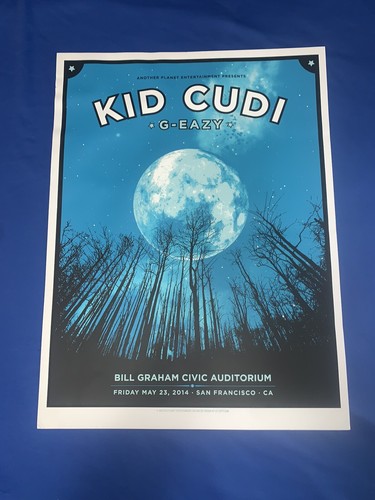 Rare Kid Cudi G-Eazy 2014 Poster Bill Graham Civic Auditorium San Fran Lil Tuffy